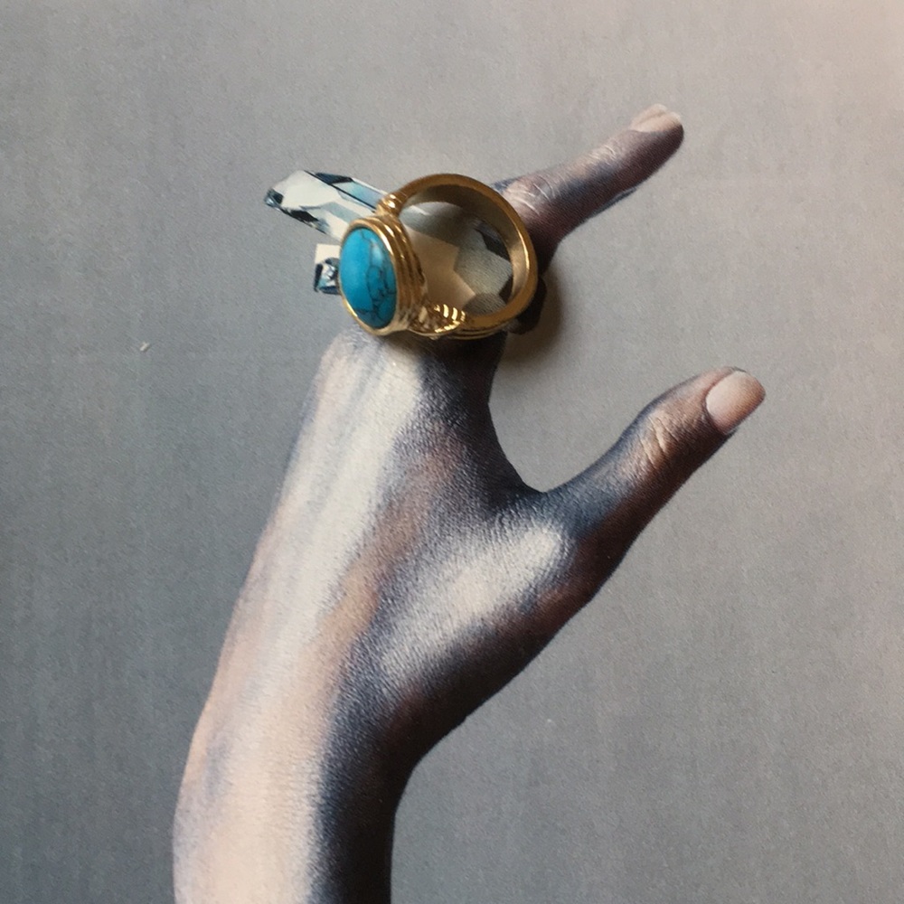 Beautiful turquoise gold tone ring